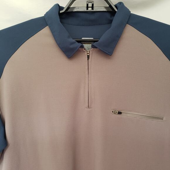 Columbia Titanium Omni UPF 15 Mens Zip Pocket Polo Top Size XL Colorblock - Picture 2 of 13